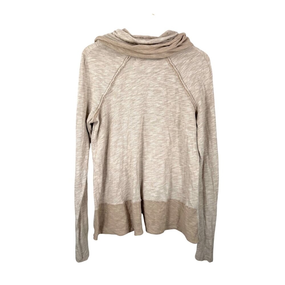 Free People Beach Oatmeal Gauzy light weight boho turtle neck top sz M - Picture 3 of 6